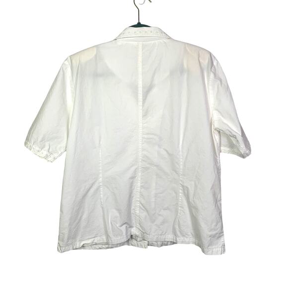 Vintage White Embroidered Short Sleeve Button up, Size XL - Picture 6 of 6